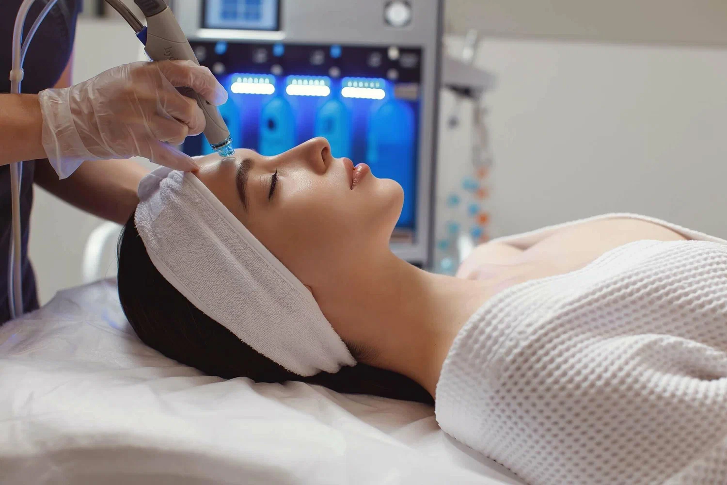 Dermatologist performing HydraFacial treatment in Kochi for glowing skin
